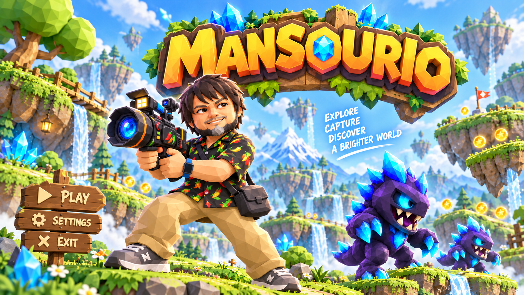 MANSOURIO — นักผจญภัยกับกล้อง CineCam และ Crystal Guardian ในหุบเขาเกาะลอยฟ้า